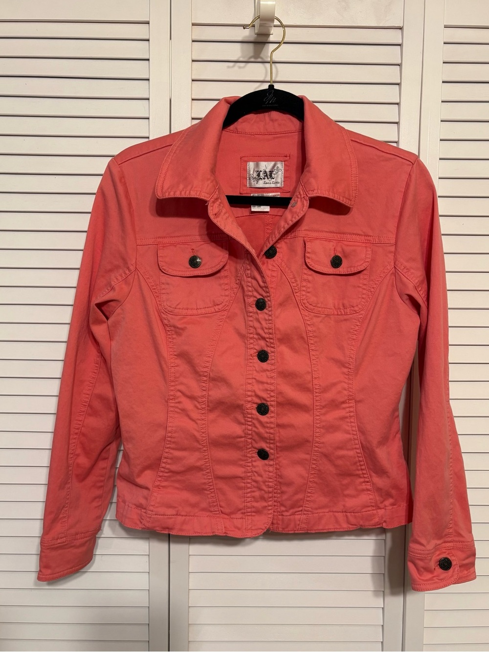 Live a Little Coral Button-Front Jean Jacket